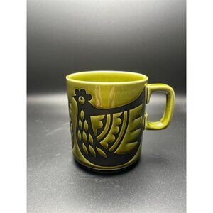 RARE Hornsea England Retro Olive Green Hen and Chick Coffee Mug J Clappison Farm